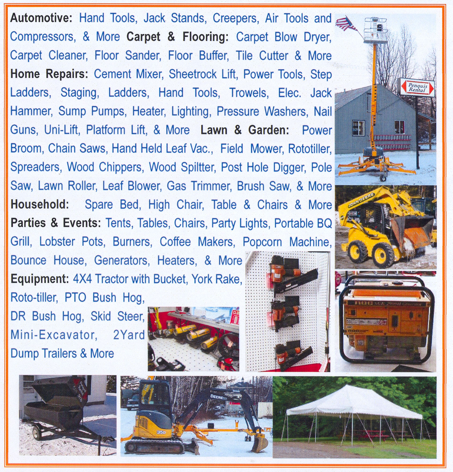 Some of the Things We Rent - PenquisRental.com